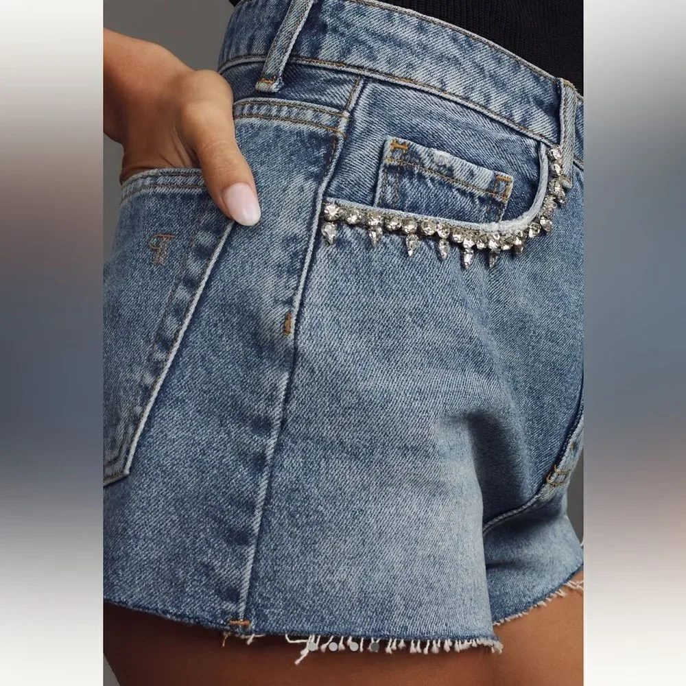 Pilcro Lover Embellished Denim Short